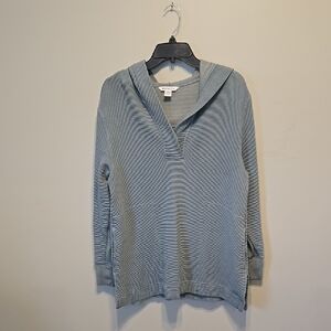 Athleta Women Waffle Hoodie With Hood Blue Textured Top Athletic Sz M